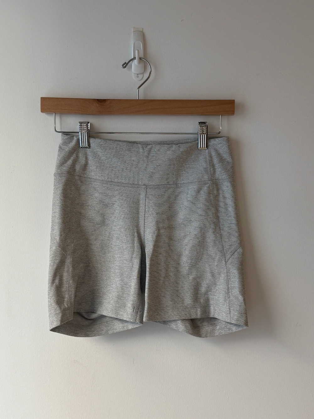 High-Waist Gray & Green Outdoor Voices Bike Shorts